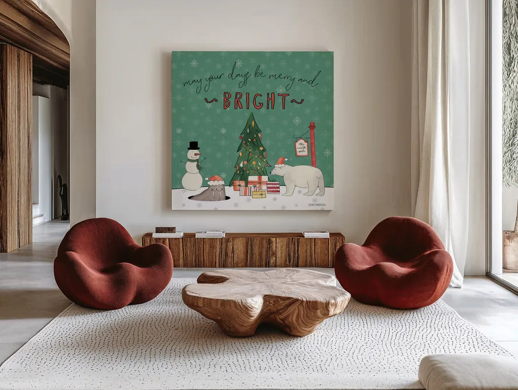 December 25th IV by Laura Marshall. Shown as extra-large giant wall art in a modern living room. Available as an archival giclee rolled canvas, fine art paper, or poster print. SKU 52124a.