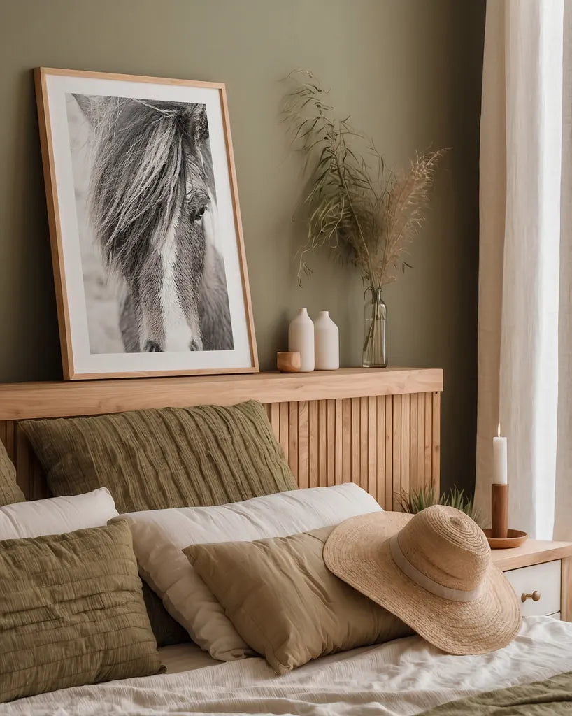 Elska II BW by Laura Marshall. shown as a paper print in a natural frame. Available as a archival giclee rolled canvas, fine art paper, or poster print. SKU 49817h.