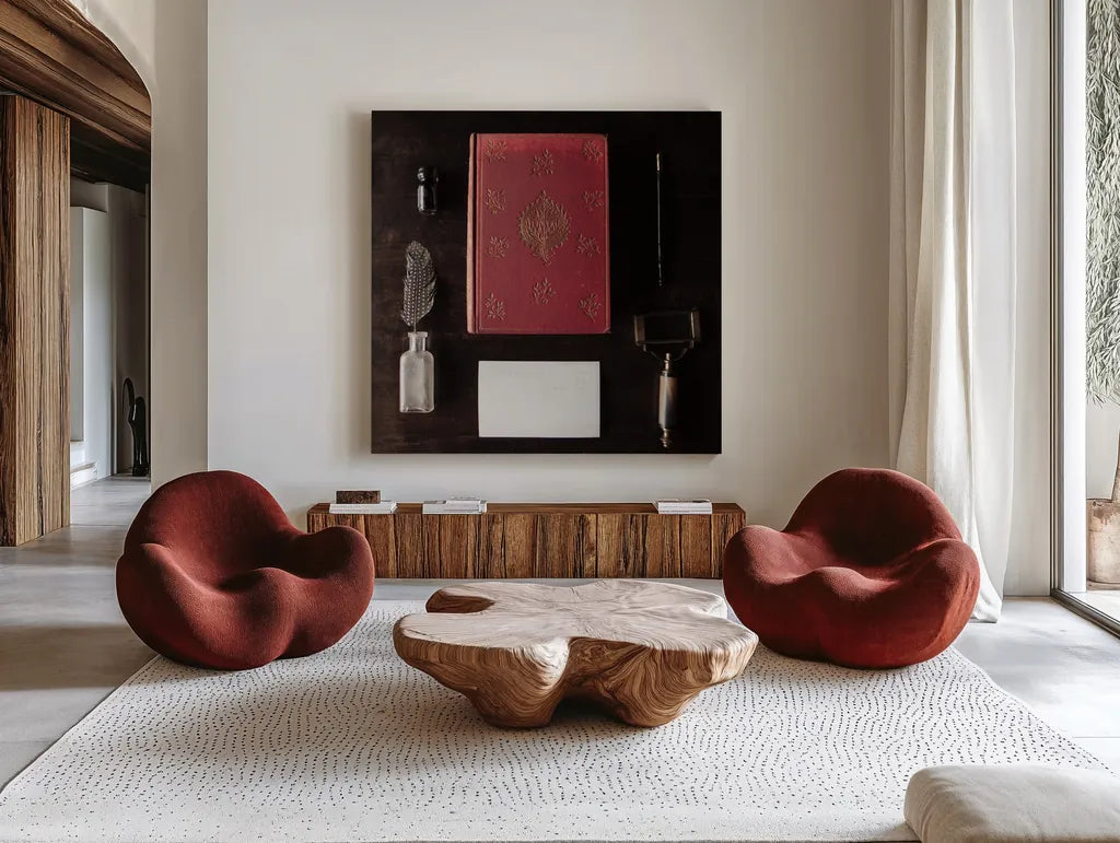 Quiet Study III by Laura Marshall. Shown as extra-large giant wall art in a modern living room. Available as an archival giclee rolled canvas, fine art paper, or poster print. SKU 99040a.