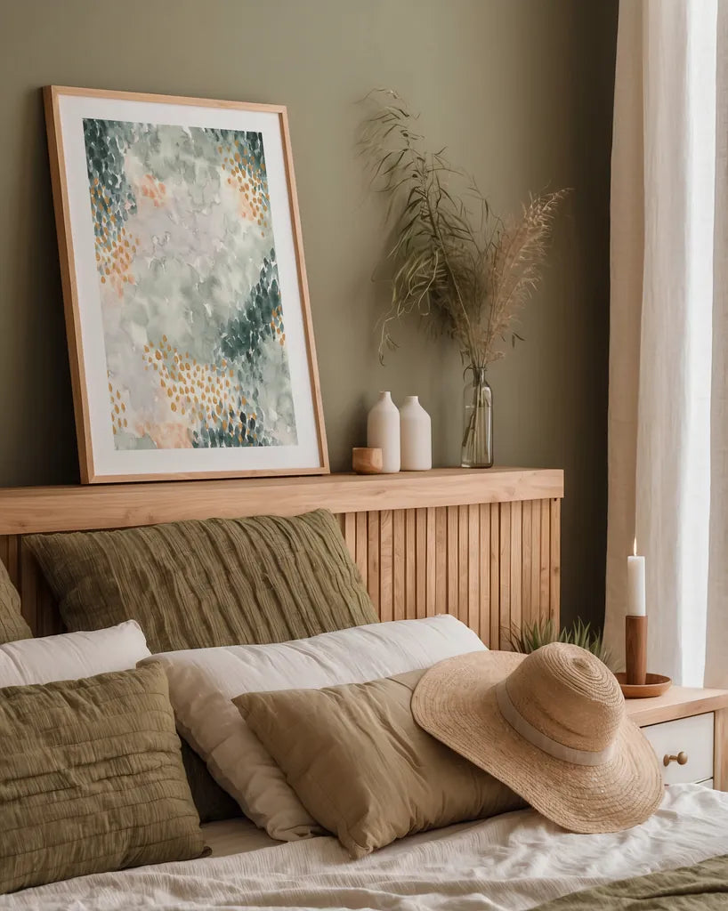 Spring Blooms I by Laura Marshall. shown as a paper print in a natural frame. Available as a archival giclee rolled canvas, fine art paper, or poster print. SKU 51631h.