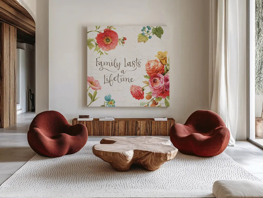 Country Fresh XI by Lisa Audit. Shown as extra-large giant wall art in a modern living room. Available as an archival giclee rolled canvas, fine art paper, or poster print. SKU 42088a.