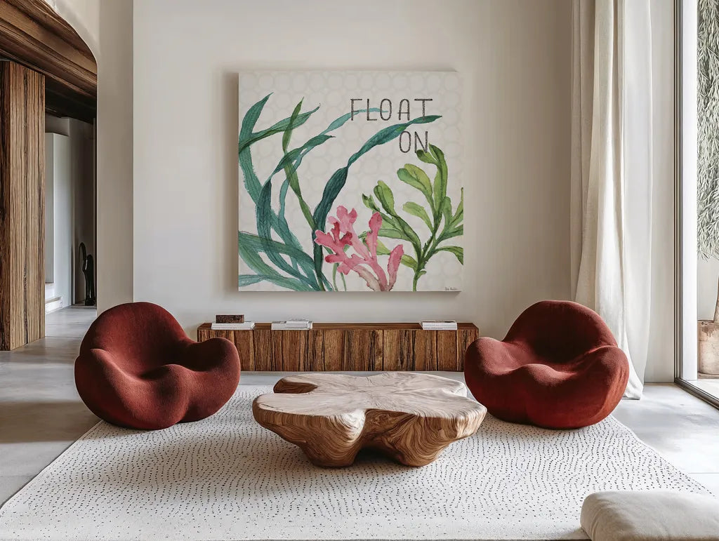 Mixed Greens LXVIII by Lisa Audit. Shown as extra-large giant wall art in a modern living room. Available as an archival giclee rolled canvas, fine art paper, or poster print. SKU 36543a.