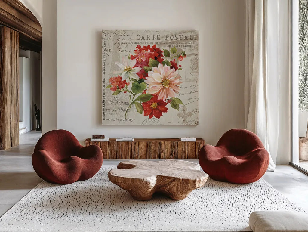 PS Je Taime Light II by Lisa Audit. Shown as extra-large giant wall art in a modern living room. Available as an archival giclee rolled canvas, fine art paper, or poster print. SKU 14178a.