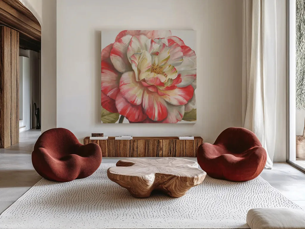 Romantic Afternoon Light Crop II by Lisa Audit. Shown as extra-large giant wall art in a modern living room. Available as an archival giclee rolled canvas, fine art paper, or poster print. SKU 18341a.