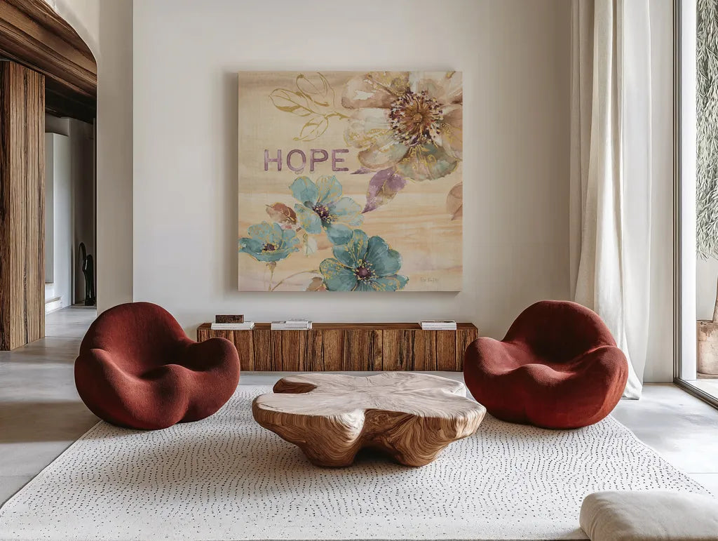 Spiced Nature VI Marble Sq by Lisa Audit. Shown as extra-large giant wall art in a modern living room. Available as an archival giclee rolled canvas, fine art paper, or poster print. SKU 63976a.