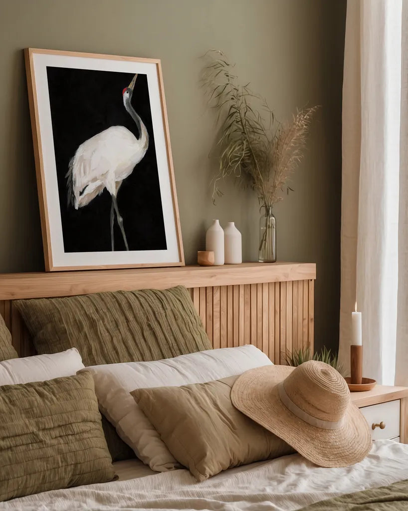 Scarlet by Mackenzie Nelson. shown as a paper print in a natural frame. Available as a archival giclee rolled canvas, fine art paper, or poster print. SKU 102586h.