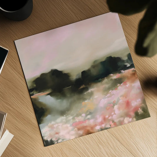Spring Evening by Maggie Sackmann. Shown as a detailed flat fine art print, highlighting archival giclee quality. Available as an archival giclee rolled canvas, fine art paper, or poster print. SKU 101918a.
