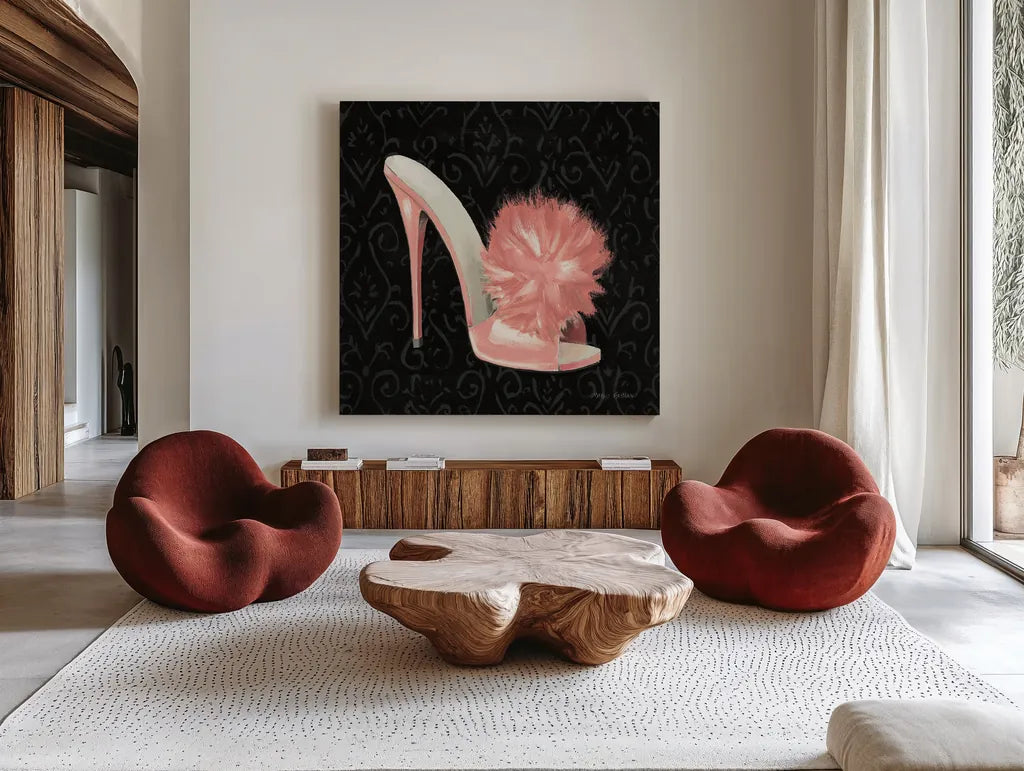 Samanthas Boudoir I by Marco Fabiano. Shown as extra-large giant wall art in a modern living room. Available as an archival giclee rolled canvas, fine art paper, or poster print. SKU 10746a.