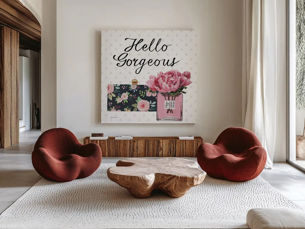 Simply Splendid IV by Marco Fabiano. Shown as extra-large giant wall art in a modern living room. Available as an archival giclee rolled canvas, fine art paper, or poster print. SKU 46471a.