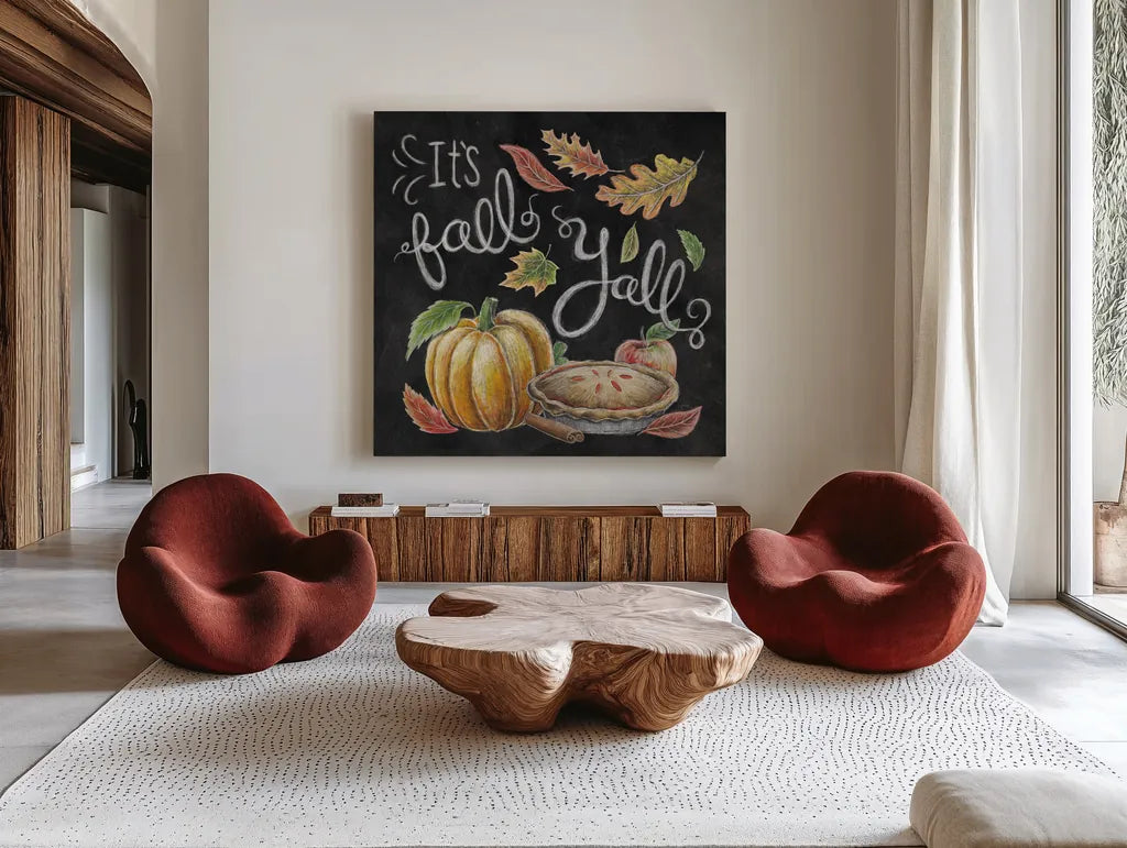 Harvest Chalk III by Mary Urban. Shown as extra-large giant wall art in a modern living room. Available as an archival giclee rolled canvas, fine art paper, or poster print. SKU 55876a.