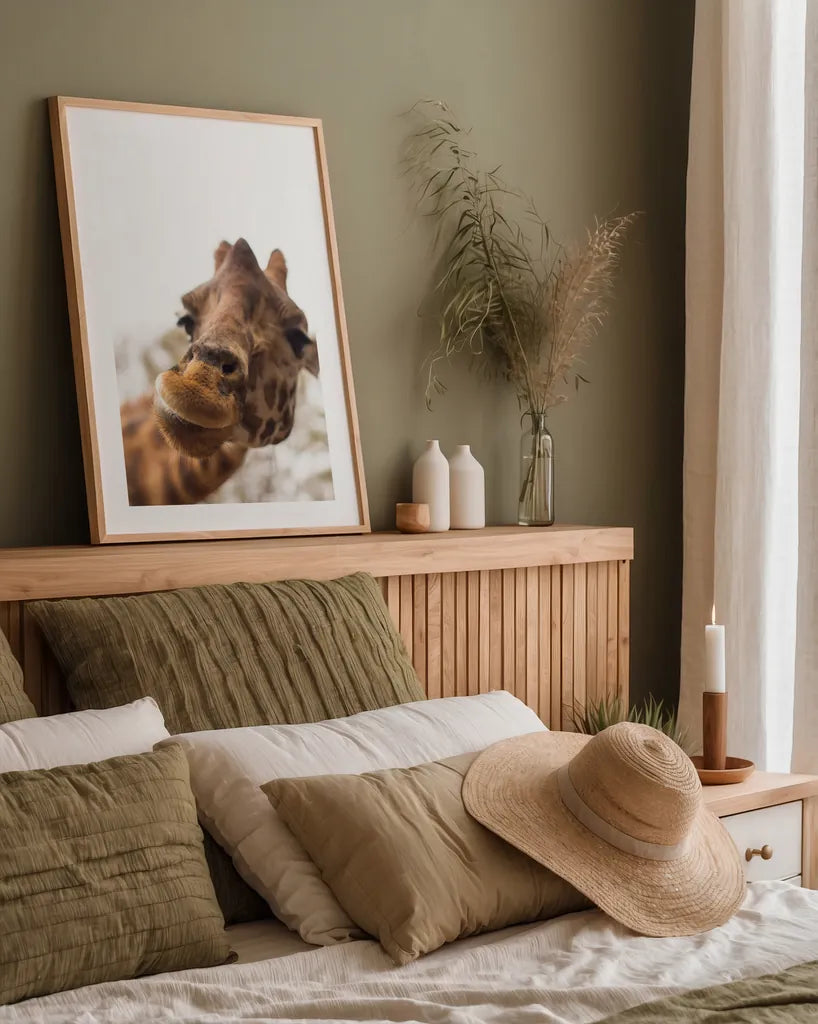 Funny Face II by Max Blakesberg Studios. shown as a paper print in a natural frame. Available as a archival giclee rolled canvas, fine art paper, or poster print. SKU 93617h.