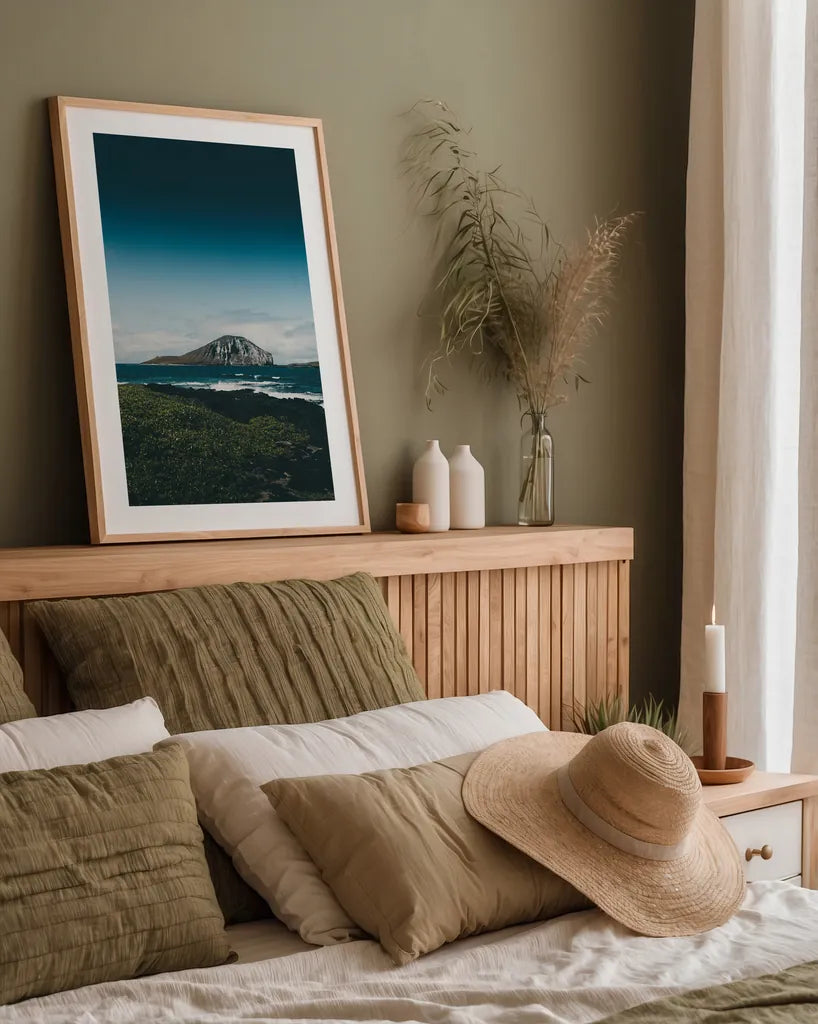 Hawaiian Mood by Max Blakesberg Studios. shown as a paper print in a natural frame. Available as a archival giclee rolled canvas, fine art paper, or poster print. SKU 90886h.