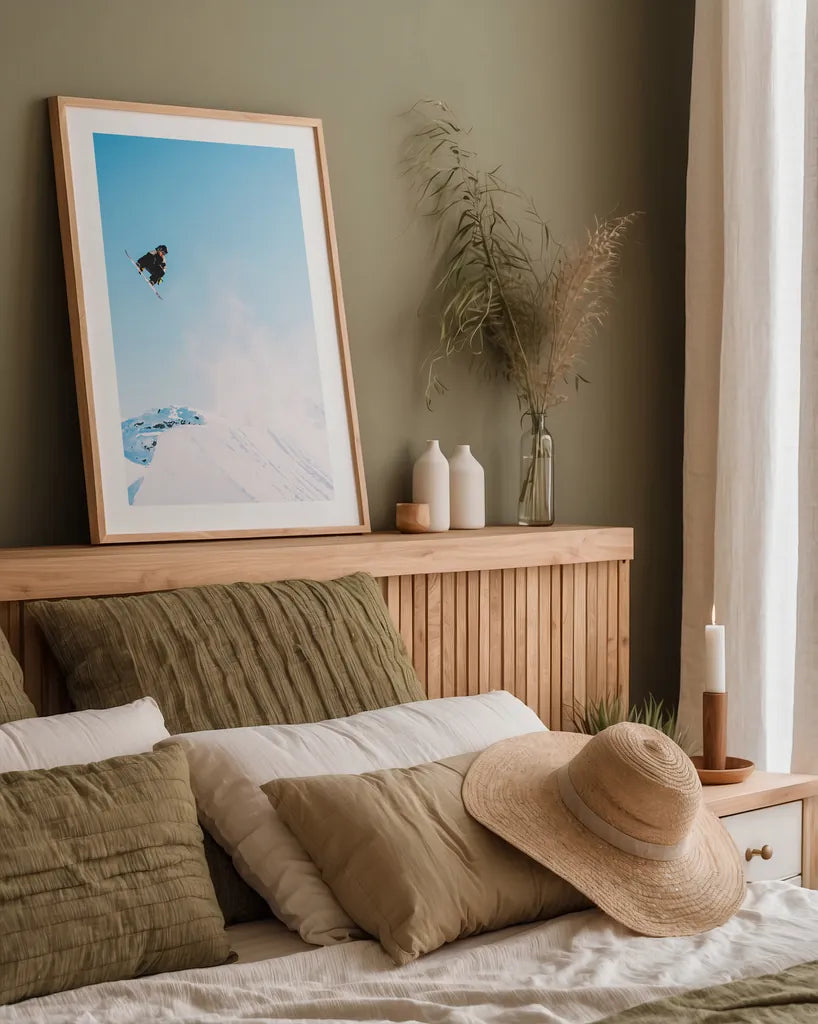 Snow Day I by Max Blakesberg Studios. shown as a paper print in a natural frame. Available as a archival giclee rolled canvas, fine art paper, or poster print. SKU 91872h.