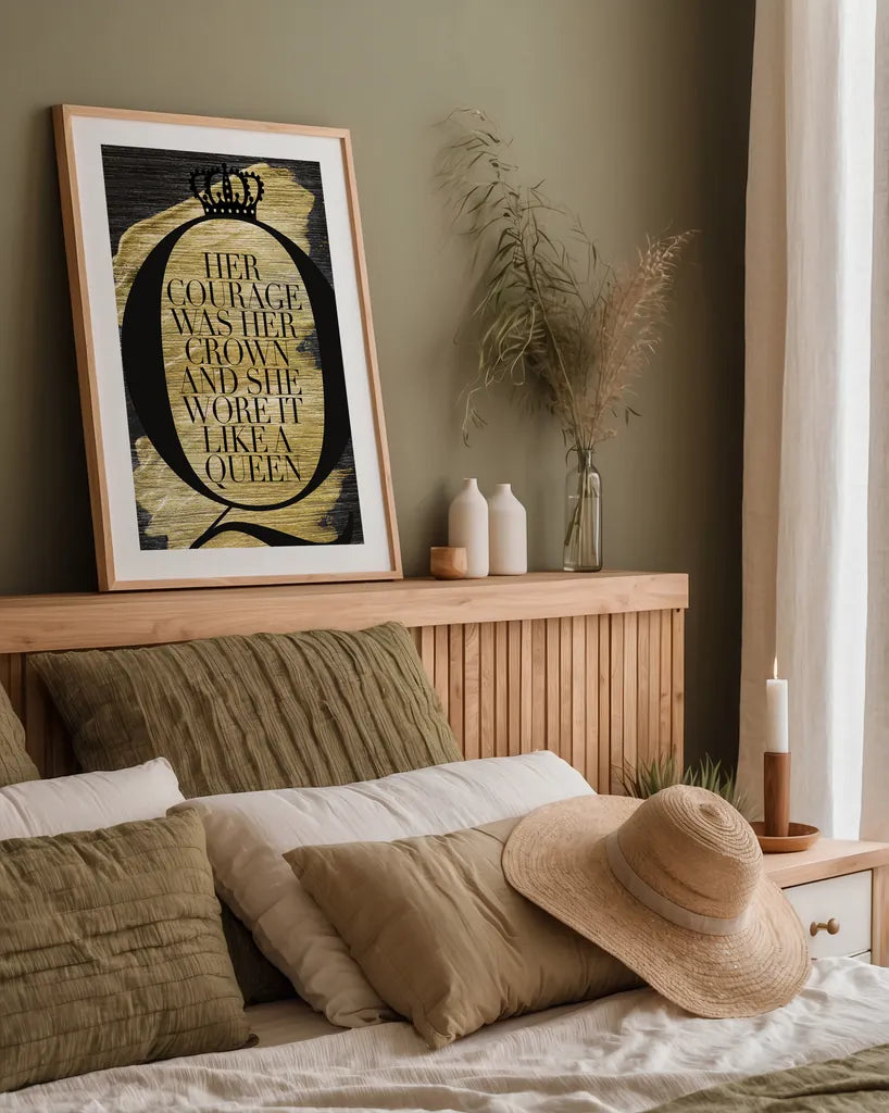 Gilded Life I by Mercedes Lopez Charro. shown as a paper print in a natural frame. Available as a archival giclee rolled canvas, fine art paper, or poster print. SKU 64834h.