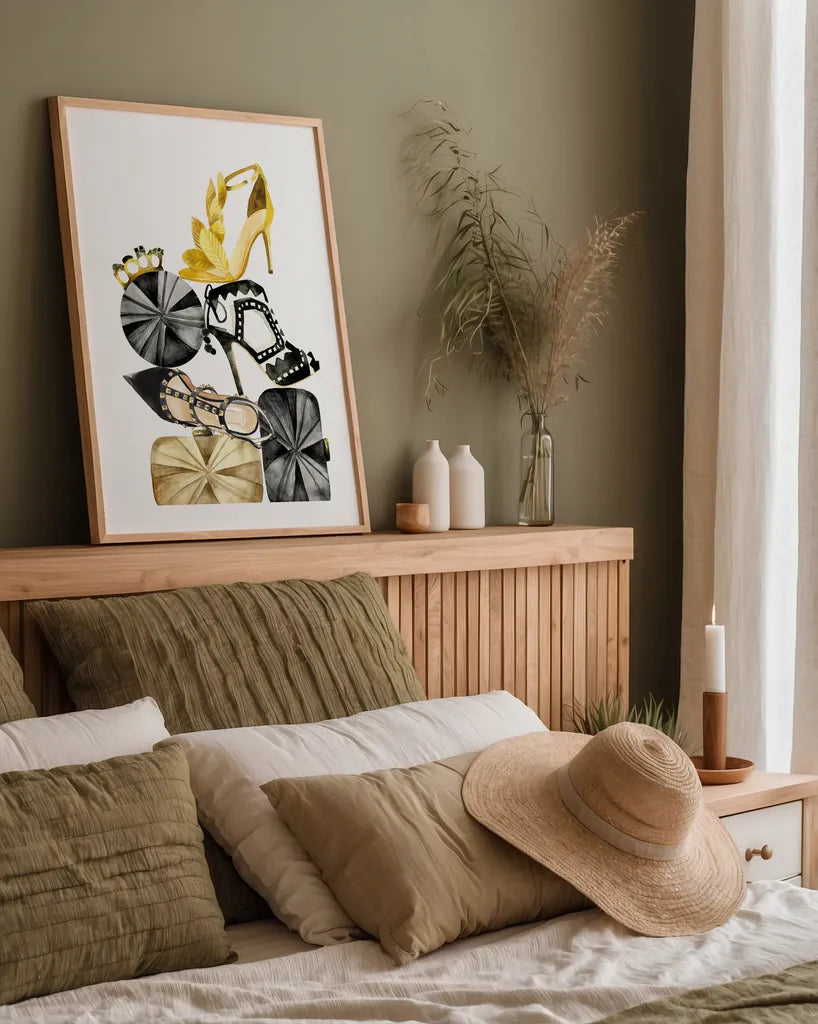 Glitz and Glam II by Mercedes Lopez Charro. shown as a paper print in a natural frame. Available as a archival giclee rolled canvas, fine art paper, or poster print. SKU 68590h.