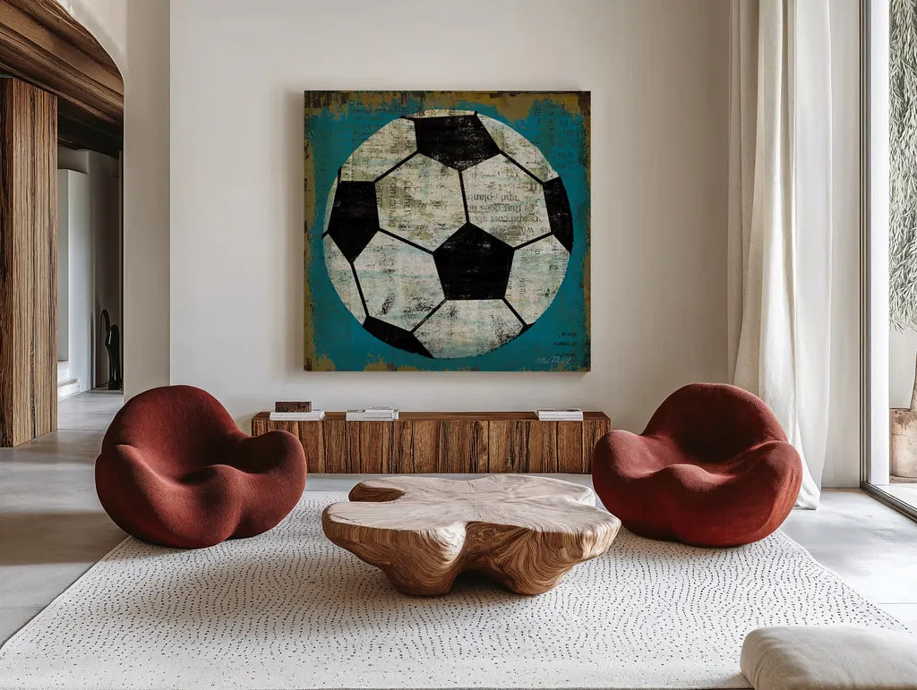 Ball IV by Michael Mullan. Shown as extra-large giant wall art in a modern living room. Available as an archival giclee rolled canvas, fine art paper, or poster print. SKU 2692a.