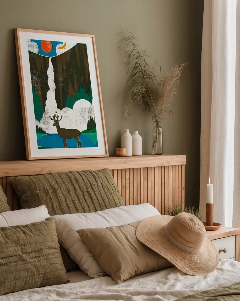 Big Sky II by Michael Mullan. shown as a paper print in a natural frame. Available as a archival giclee rolled canvas, fine art paper, or poster print. SKU 23655h.