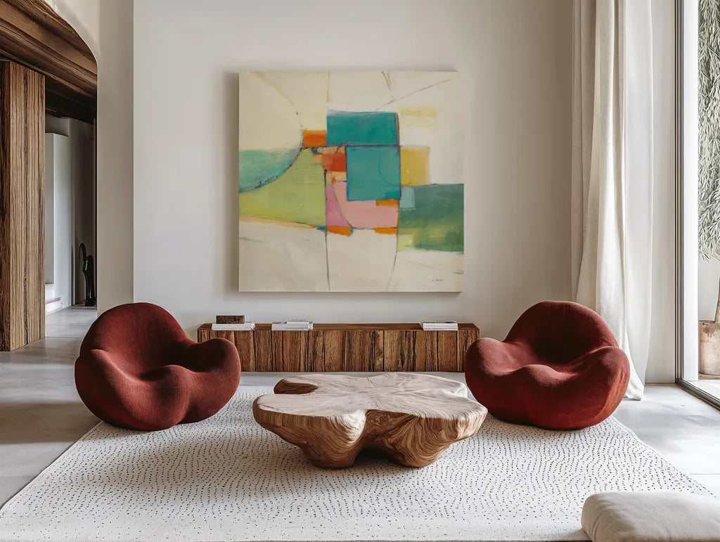 Aero by Mike Schick. Shown as extra-large giant wall art in a modern living room. Available as an archival giclee rolled canvas, fine art paper, or poster print. SKU 22607a.