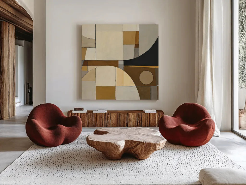 Champagne I by Mike Schick. Shown as extra-large giant wall art in a modern living room. Available as an archival giclee rolled canvas, fine art paper, or poster print. SKU 6477a.