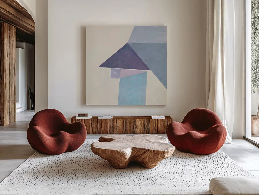 Paper Work II by Mike Schick. Shown as extra-large giant wall art in a modern living room. Available as an archival giclee rolled canvas, fine art paper, or poster print. SKU 36023a.