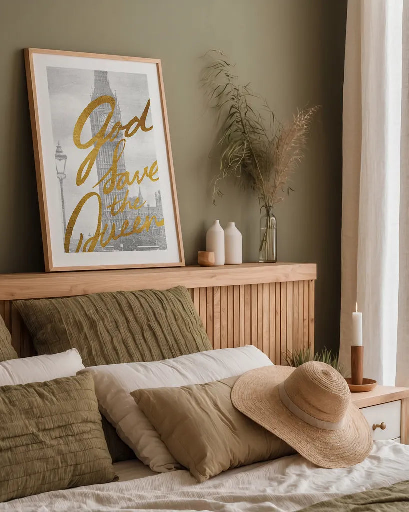 Gilded London by Moira Hershey. shown as a paper print in a natural frame. Available as a archival giclee rolled canvas, fine art paper, or poster print. SKU 38418h.