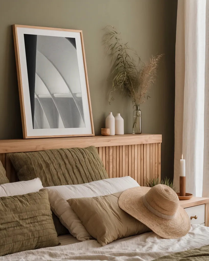 Architecture of Spain I by Nathan Larson. shown as a paper print in a natural frame. Available as a archival giclee rolled canvas, fine art paper, or poster print. SKU 85788h.