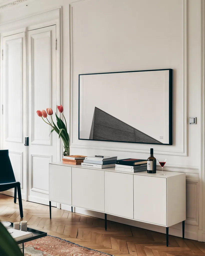 Philly IV by Nathan Larson. shown as a framed stretched canvas in a living room above a console. Available as a archival giclee rolled canvas, fine art paper, or poster print. SKU 88600i.