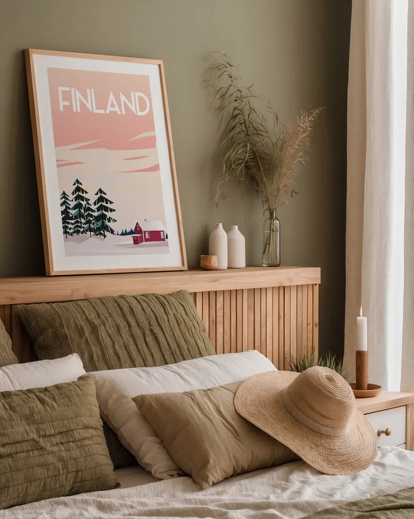 Finland II by Omar Escalante. shown as a paper print in a natural frame. Available as a archival giclee rolled canvas, fine art paper, or poster print. SKU 62776h.