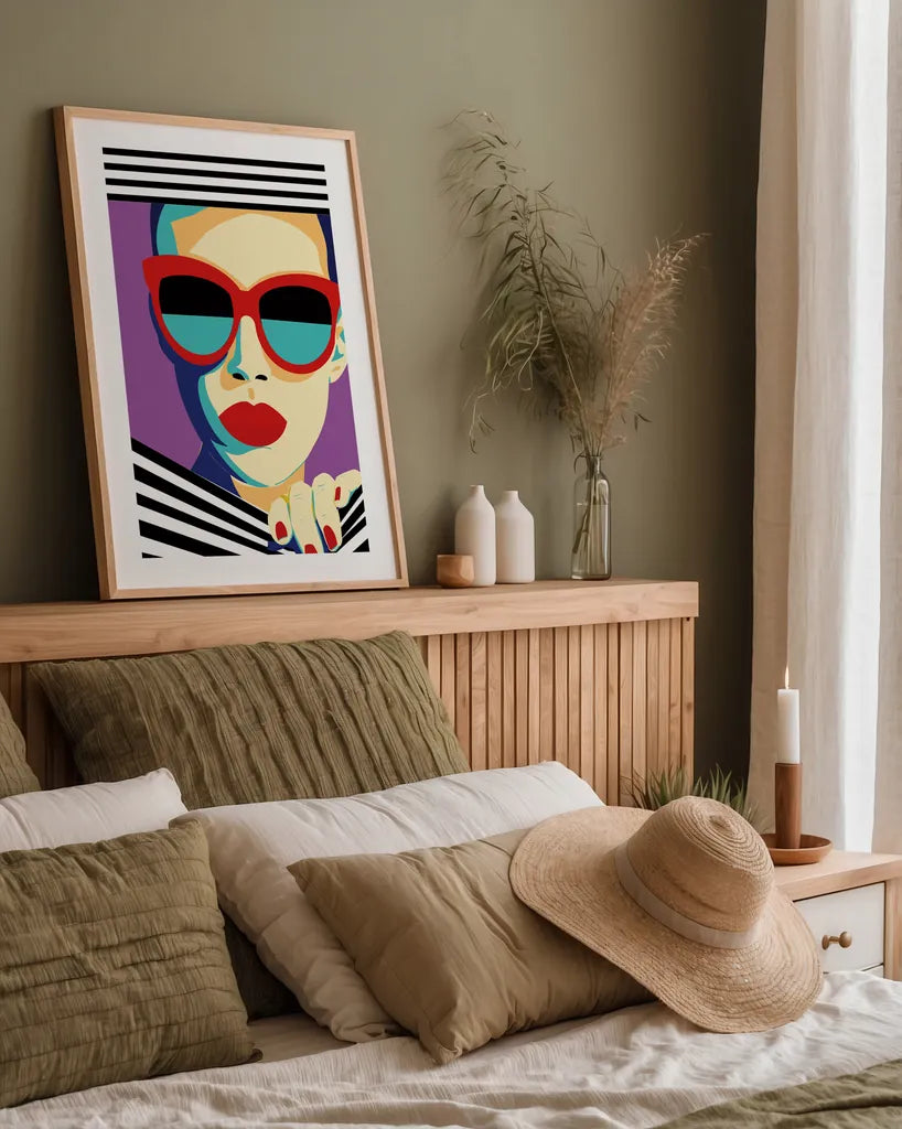 Style and Attitude II by Omar Escalante. shown as a paper print in a natural frame. Available as a archival giclee rolled canvas, fine art paper, or poster print. SKU 74770h.
