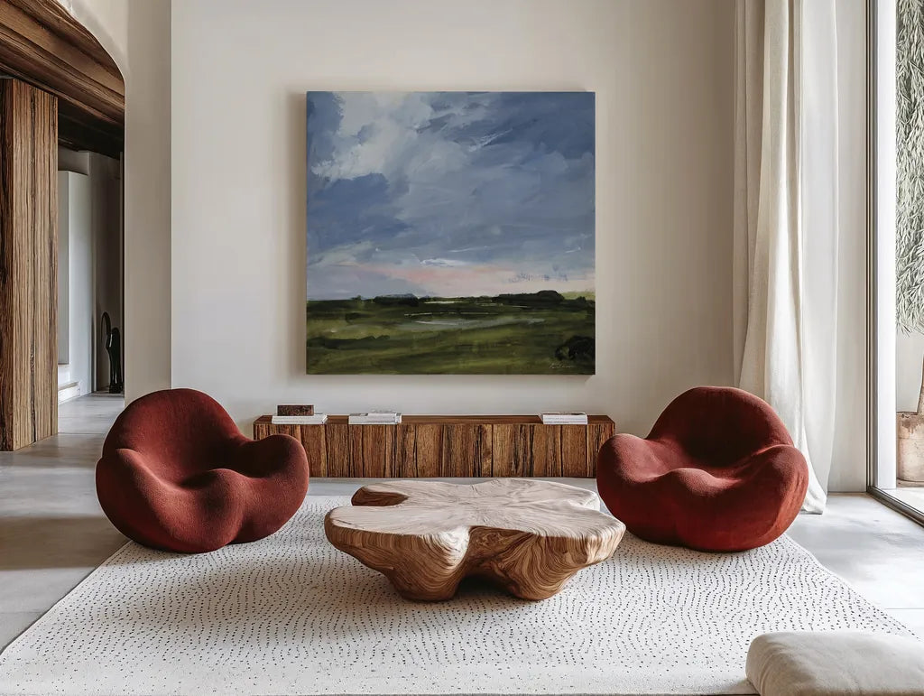 Nature is Never Spent by Pamela Munger. Shown as extra-large giant wall art in a modern living room. Available as an archival giclee rolled canvas, fine art paper, or poster print. SKU 90193a.