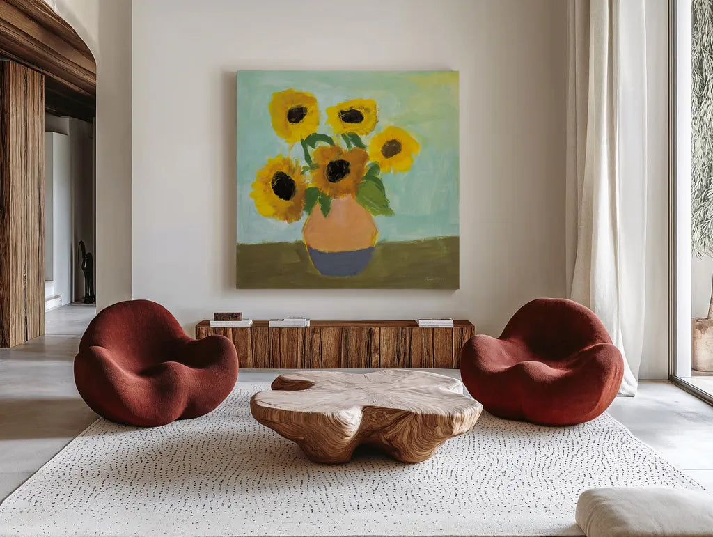 Ode to VG by Pamela Munger. Shown as extra-large giant wall art in a modern living room. Available as an archival giclee rolled canvas, fine art paper, or poster print. SKU 82844a.