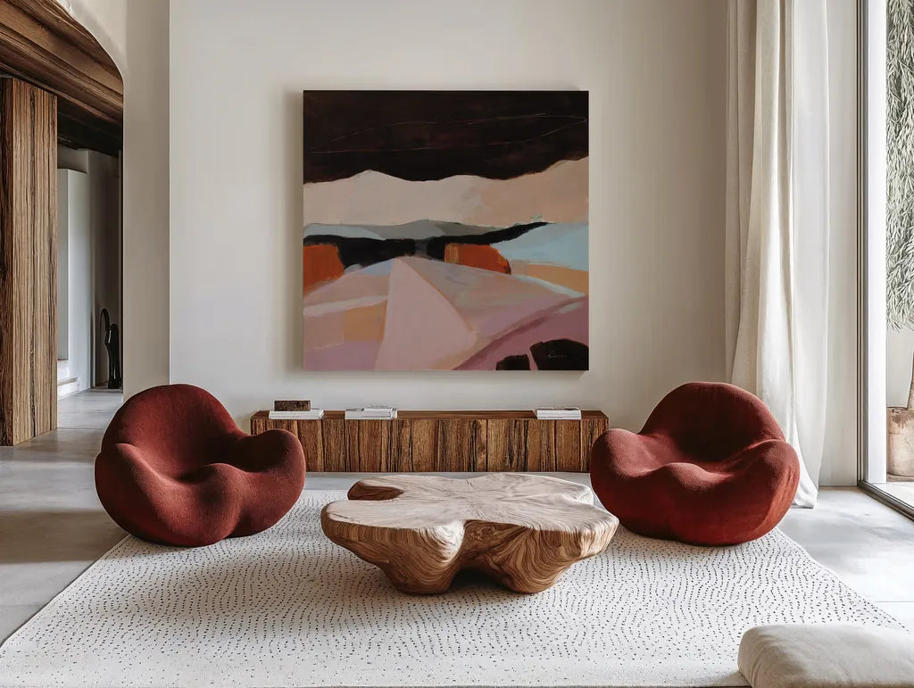 Outside Town by Pamela Munger. Shown as extra-large giant wall art in a modern living room. Available as an archival giclee rolled canvas, fine art paper, or poster print. SKU 88646a.