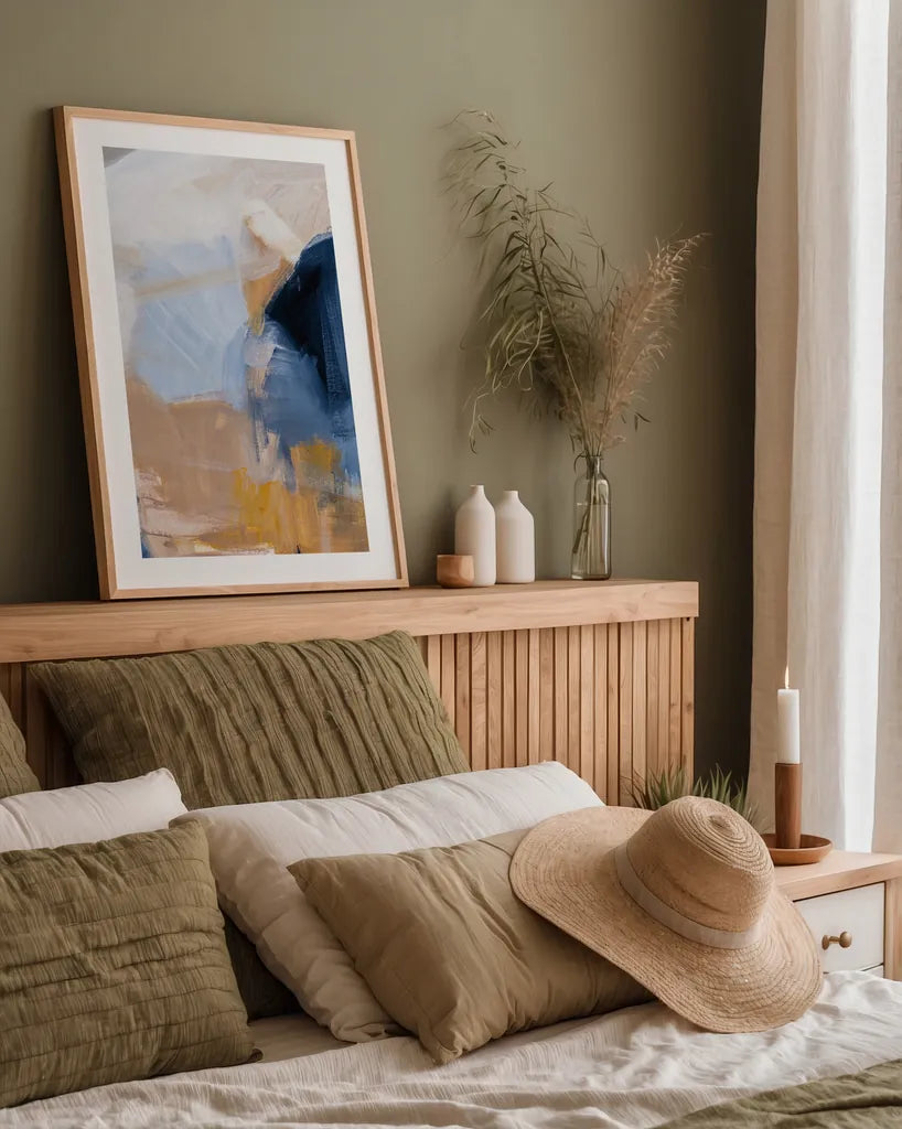 Riverbank Crop by Pamela Munger. shown as a paper print in a natural frame. Available as a archival giclee rolled canvas, fine art paper, or poster print. SKU 74473h.