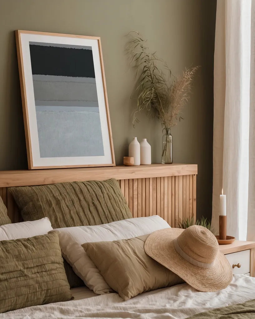 Painted Weaving II FB by Piper Rhue. shown as a paper print in a natural frame. Available as a archival giclee rolled canvas, fine art paper, or poster print. SKU 30729h.