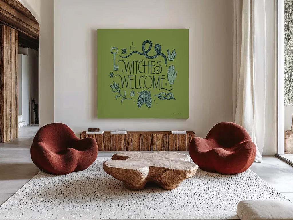 Something Wicked V by Sara Zieve Miller. Shown as extra-large giant wall art in a modern living room. Available as an archival giclee rolled canvas, fine art paper, or poster print. SKU 58089a.