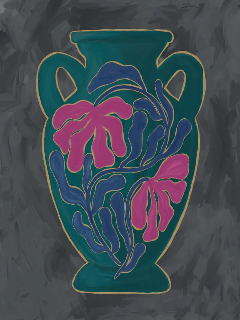 Modern Floral Vase Moody Jewels I by Sarah Adams