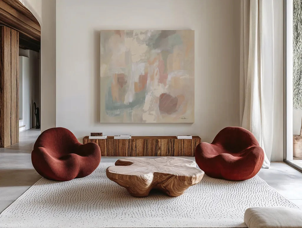 Delicate Light by Silvia Vassileva. Shown as extra-large giant wall art in a modern living room. Available as an archival giclee rolled canvas, fine art paper, or poster print. SKU 72296a.