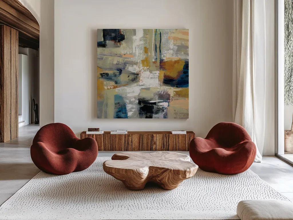 Full Moon I by Silvia Vassileva. Shown as extra-large giant wall art in a modern living room. Available as an archival giclee rolled canvas, fine art paper, or poster print. SKU 29738a.