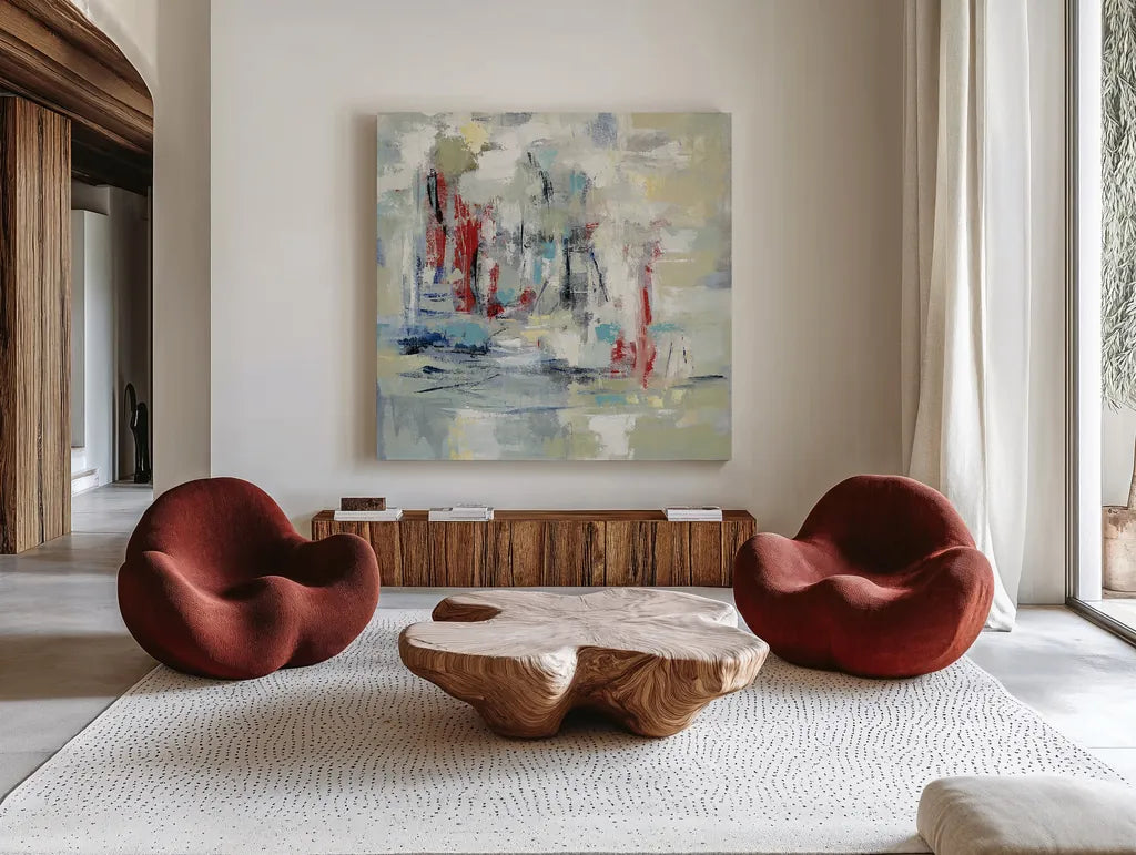 Nautical Mood by Silvia Vassileva. Shown as extra-large giant wall art in a modern living room. Available as an archival giclee rolled canvas, fine art paper, or poster print. SKU 21618a.