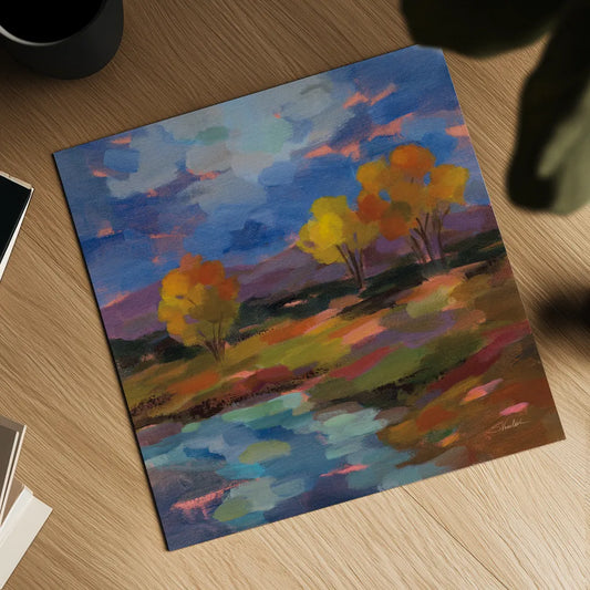 October Glow by Silvia Vassileva. Shown as a detailed flat fine art print, highlighting archival giclee quality. Available as an archival giclee rolled canvas, fine art paper, or poster print. SKU 102546a.