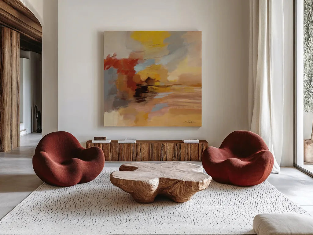 Sandstorm by Silvia Vassileva. Shown as extra-large giant wall art in a modern living room. Available as an archival giclee rolled canvas, fine art paper, or poster print. SKU 75991a.