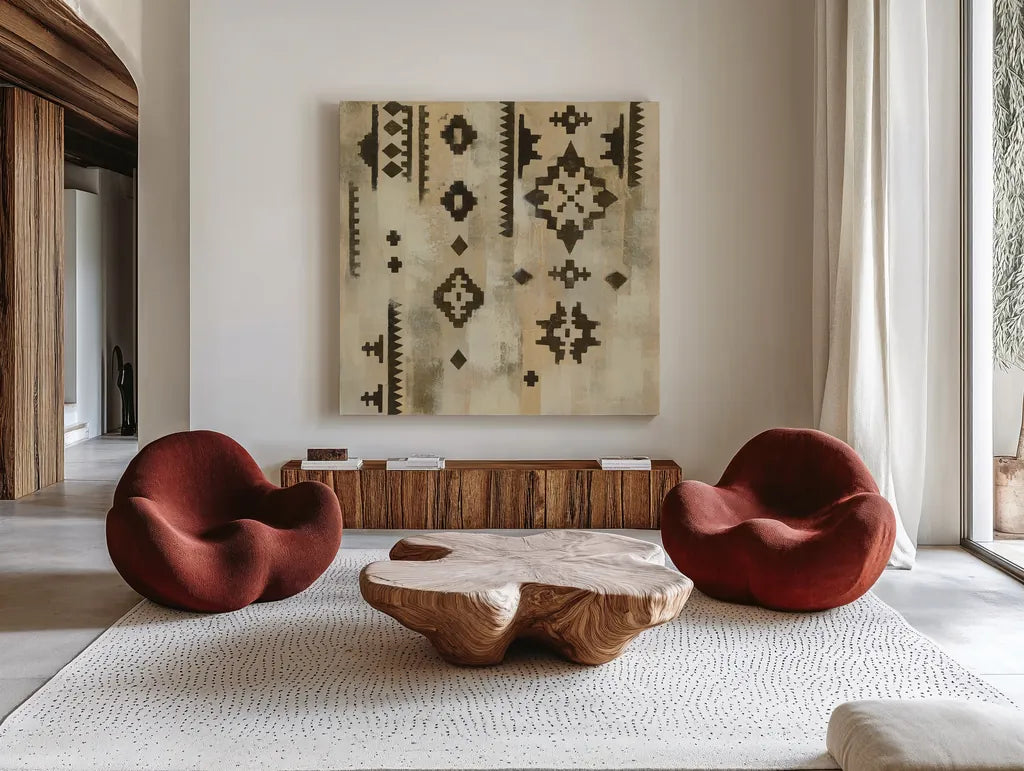 Scandinavian Mood III by Silvia Vassileva. Shown as extra-large giant wall art in a modern living room. Available as an archival giclee rolled canvas, fine art paper, or poster print. SKU 48494a.