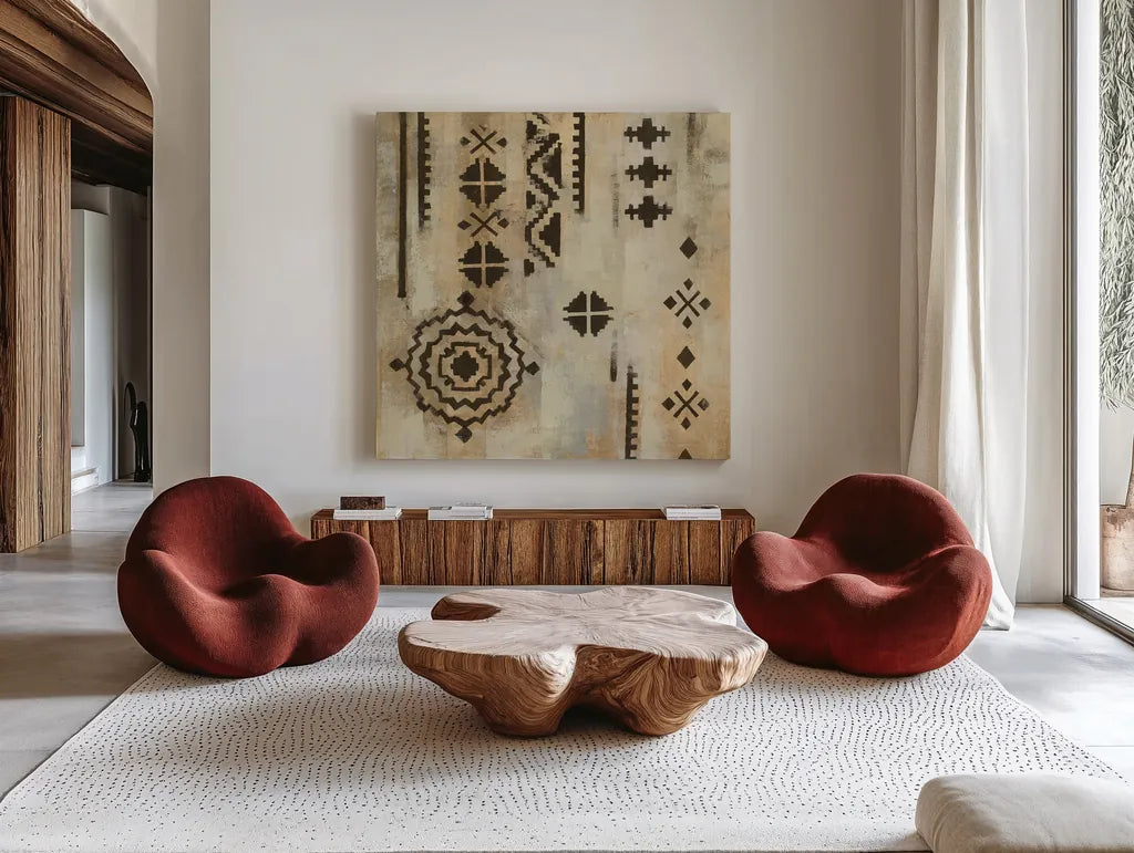 Scandinavian Mood IV by Silvia Vassileva. Shown as extra-large giant wall art in a modern living room. Available as an archival giclee rolled canvas, fine art paper, or poster print. SKU 48495a.