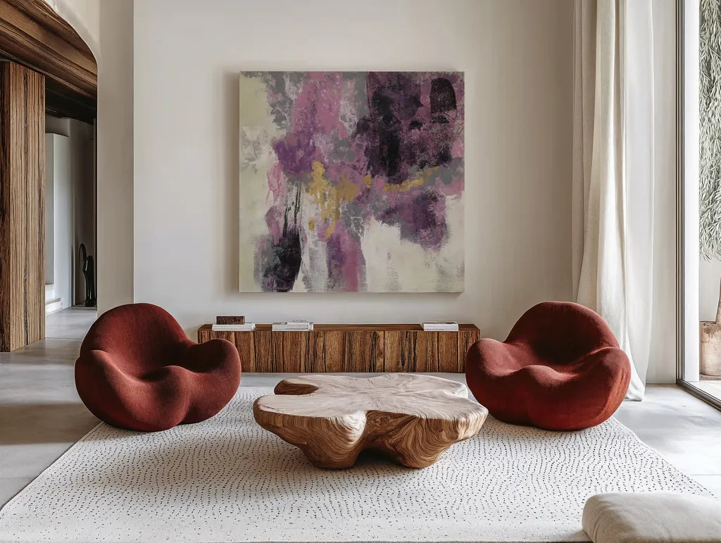 Sparkle Abstract II by Silvia Vassileva. Shown as extra-large giant wall art in a modern living room. Available as an archival giclee rolled canvas, fine art paper, or poster print. SKU 60171a.