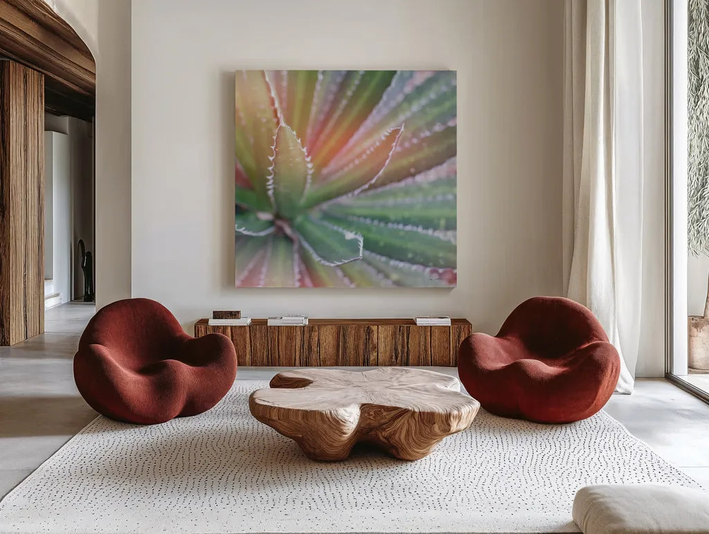 Dream Desert I Crop by Sue Schlabach. Shown as extra-large giant wall art in a modern living room. Available as an archival giclee rolled canvas, fine art paper, or poster print. SKU 35492a.
