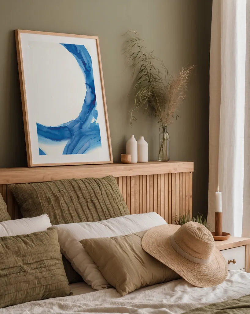 Rings of Water I by Sue Schlabach. shown as a paper print in a natural frame. Available as a archival giclee rolled canvas, fine art paper, or poster print. SKU 68110h.