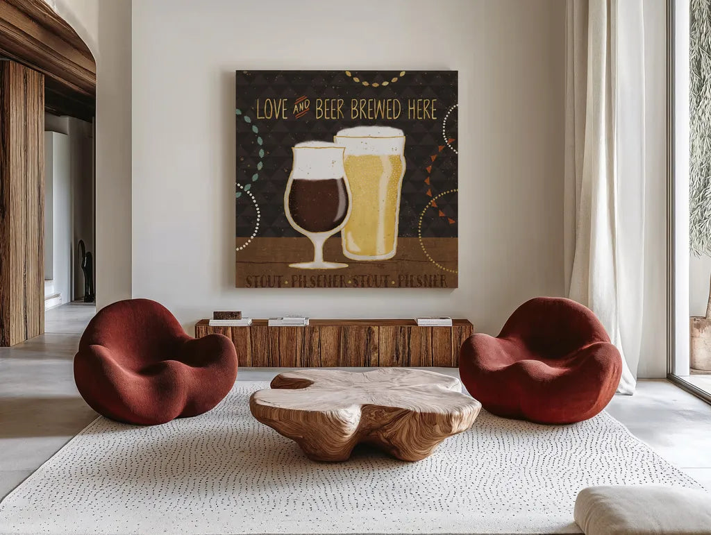 Suds II by Veronique Charron. Shown as extra-large giant wall art in a modern living room. Available as an archival giclee rolled canvas, fine art paper, or poster print. SKU 37223a.