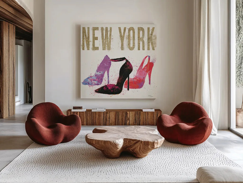 Moda Splash II Light by Wellington Studio. Shown as extra-large giant wall art in a modern living room. Available as an archival giclee rolled canvas, fine art paper, or poster print. SKU 17013a.