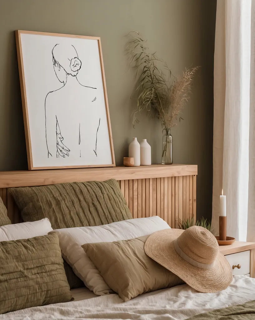 Muse IV by Wellington Studio. shown as a paper print in a natural frame. Available as a archival giclee rolled canvas, fine art paper, or poster print. SKU 87089h.