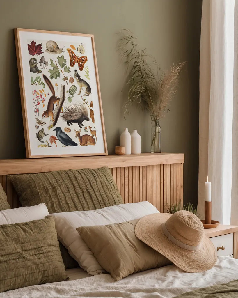 Autumn Chart I by Wild Apple Portfolio. shown as a paper print in a natural frame. Available as a archival giclee rolled canvas, fine art paper, or poster print. SKU 101833h.